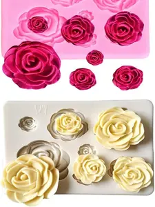 2PCS Rose Flowers silicone molds Cake Chocolate Mold wedding Cake Decorating Tools Fondant Sugarcraft Cake Molds