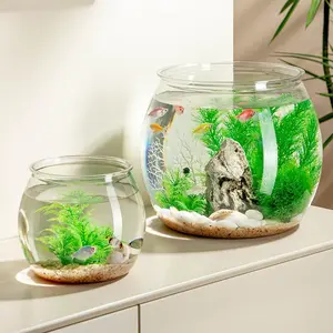 2pcs Plastic DIY Fish Bowls - 135oz Round Clear Fish Tanks 1 Gallon Aquarium, Hydroponic Planter, and Multi-Use Container for Flower Vase, Carnival Prizes, Party Centerpieces, and Home Decor