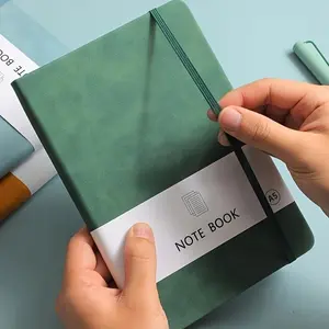 A5 Classic Horizontal Grid Notebook, PU Leather Cover, 7 Colors, Date Function, Softcover, College-Ruled Pages, Vintage Style Journaling