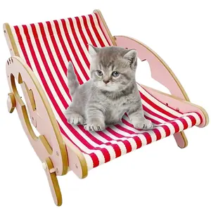 Wooden Pet Bed, Fancy Cat Swing Chair, 2 in 1 Chair and Hammocks, Cat Hammock, Pet Furniture for Small To Medium Size Cat and Dog
