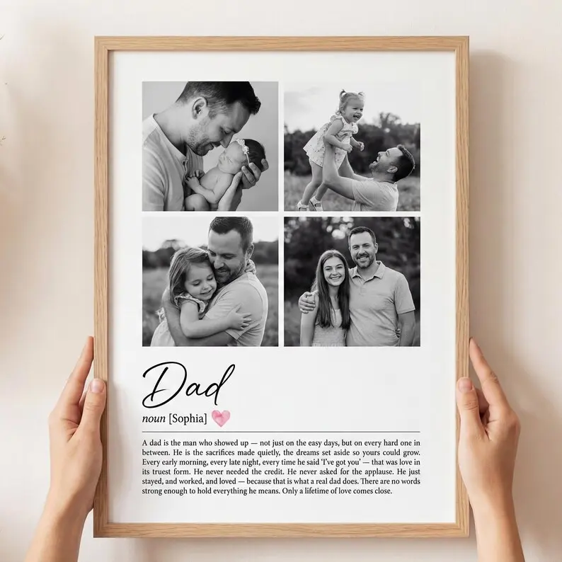 Personalized Dad Photo Poster, Custom Father’s Day Gift from Son or Daughter, Birthday Keepsake Picture Wall Art for Him