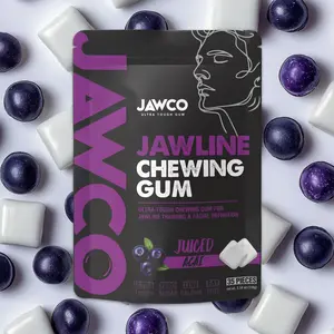 JAWCO Ultra-Tough Jawline Gum | Get a Stronger, Squarer Jawline | 15X Strength | Juiced Acai Jaw Training Facial Fitness Hard Chewing Gum (35 Pieces)