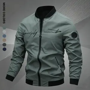 Men's Casual Varsity Jacket Zip Up Baseball Jacket with Embroidery Lightweight Bomber Jacket for Men, Streetwear Fashion Coat for Outdoor, Daily Wear, Spring Fall Outfit