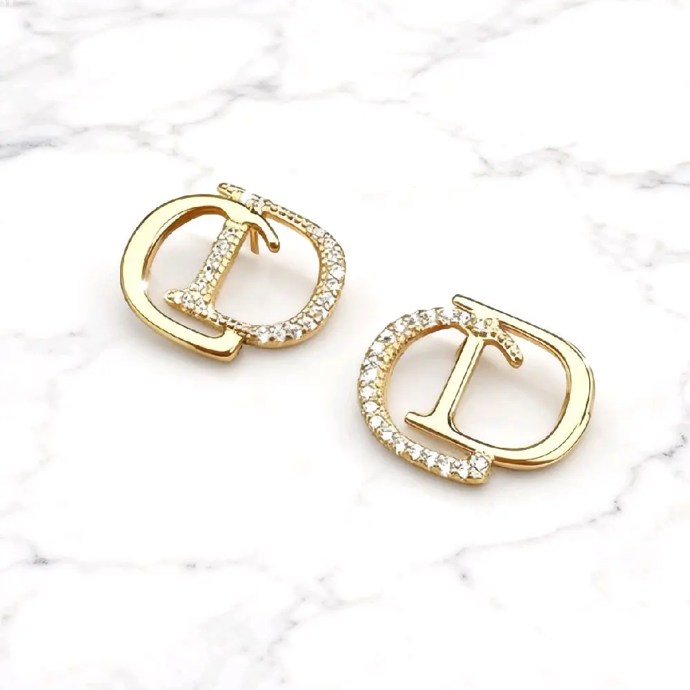 Elegant Studs Alphabets D Style Trending Viral Studs for Women in Gold-Tone & Silver High-Quality Fashion Accessories Perfect for Casual Wear