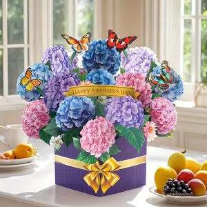 Vibrant 3D Bouquet Design - Pop-Up Flower & Butterfly Greeting Card Stationery with Envelope – Colorful for Mother’s Day, Anniversaries, Birthdays, Graduation, and Home Decor