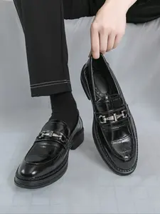 Men's Fashion One-Step Loafer Shoes, Casual Versatile Flat Slip-Ons, Perfect for Daily Wear, Business Formal Footwear, Rubber