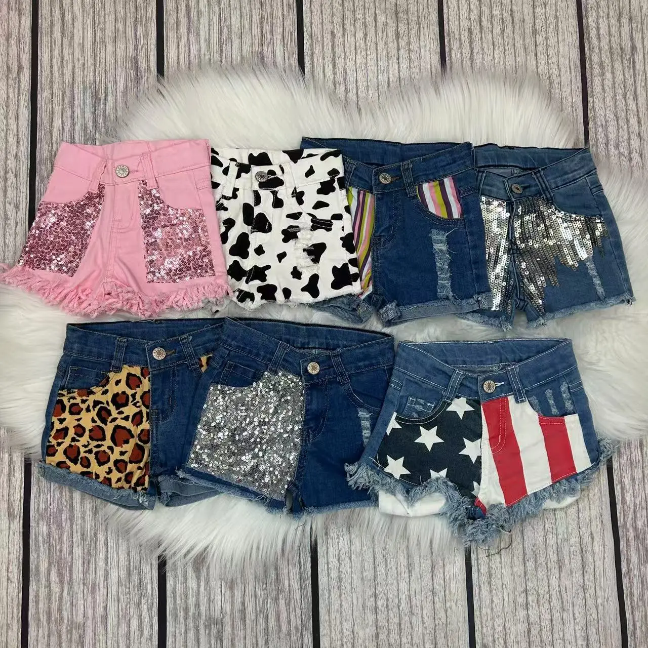 Fashion Summer Shorts Girls Middle Waist Denim Jeans Kids Casual Clothes Cute Girly