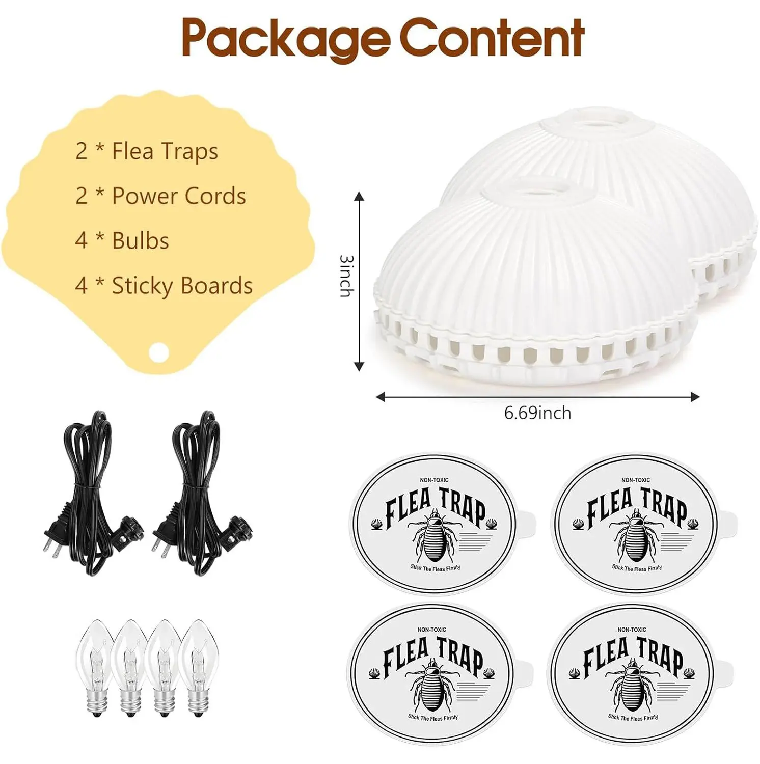 2 household flea traps, flea traps with lights, plug-in insect control traps, suitable for kitchens, living rooms, balconies, and bedrooms