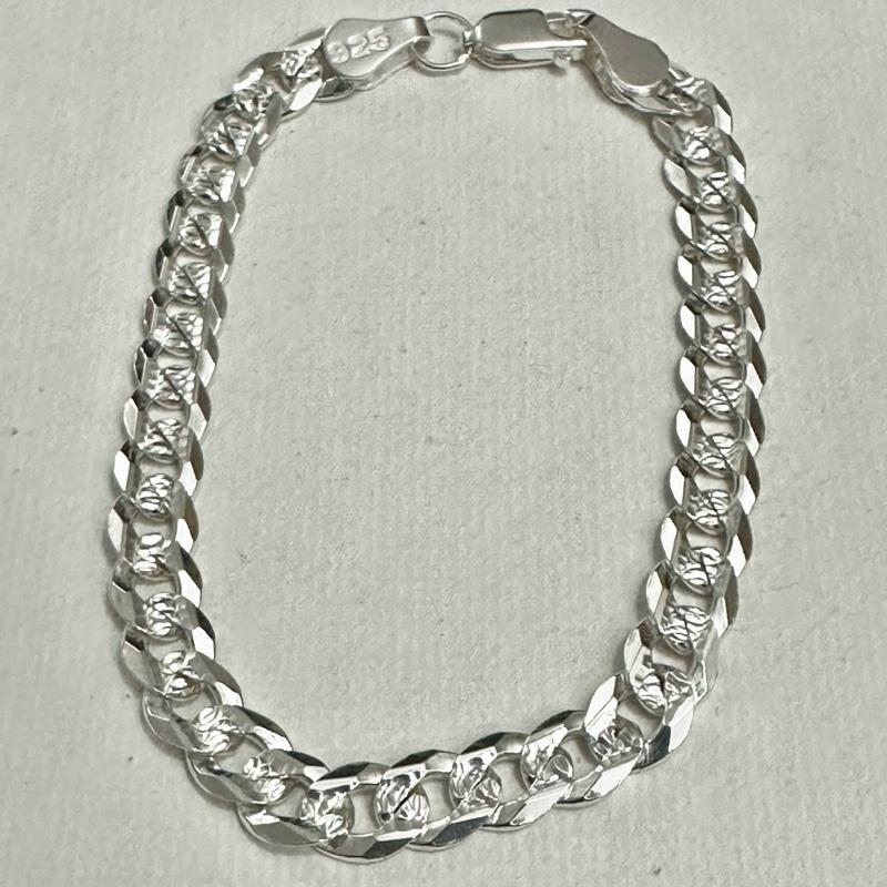 Pulsera cubana diamantada 7inx6.2mm plata- Producto #59- Silver Cuban style bracelet