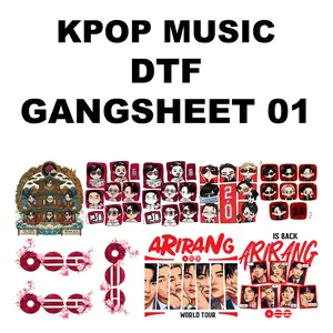 Kpop Music (Arirang World Tour) DTF Transfers Ready to Press - T-Shirt Heat Transfer Designs | Full Color, No Weeding (10 Designs Bundle)