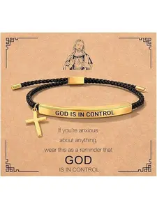 Eloria Jewelry B God Is In Control Bracelet for Women Inspirational Motivational Bracelets Christian Gifts Inspire Faith Gifts for Women