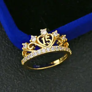 15 Anos flower shaped stone fashion ring for girls crown ring jewelry 15th anniversary coming of age ceremony, women's ring for lovely charming look