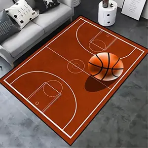 Basketball Court Pattern Flannel Area Rug - Multi-Color Sports Themed Soft Plush Mat for Kids Playroom & Bedroom, Non-Slip Thick Interactive Game Carpet for Basketball Fans Soft Fluffy Rug #BasketballRug #SportsPlayMat #KidsCarpet #FlannelMat #NonSlipRug