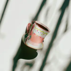 Velvet Claws Pink Tea Cup Hair Claw Clip with Heart Detail Acrylic Lightweight Strong Hold for Small Hair