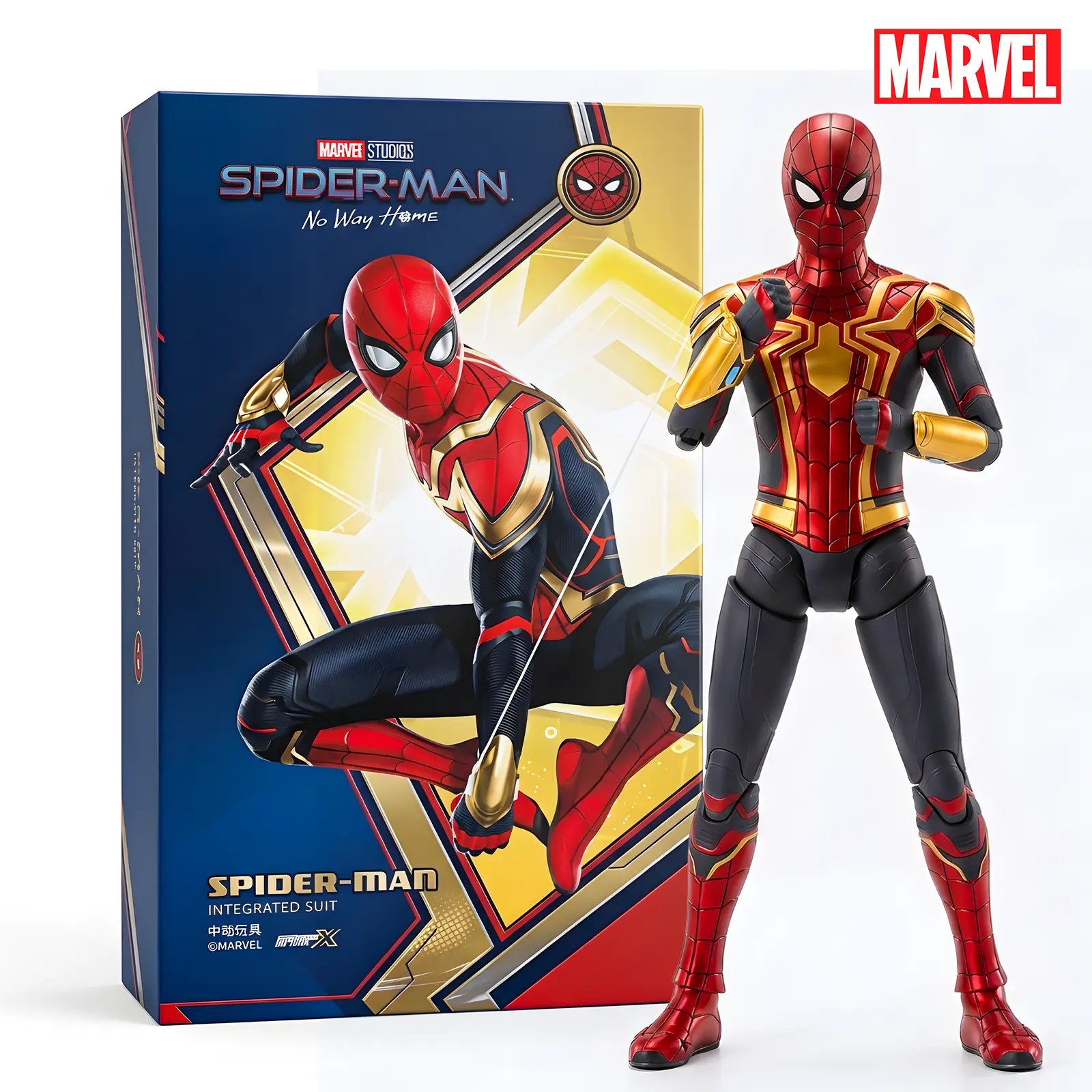 Marvel Spider-Man: No Way Home Integrated Suit 7-Inch Action Figure, 1:10 Highly Articulated Collectible with Web Effects & Display Stand