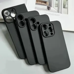 Luxury Full Black Silicone Matte Phone Case For iphone 17 Air 16 15 14 13 12 11 Pro Max 16 15 14 Plus Back Cover TPU Soft Case