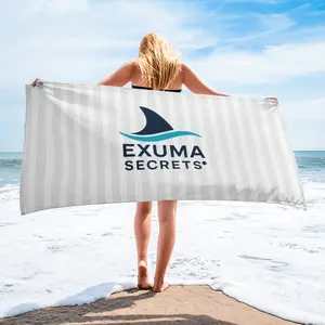 Sharkline Towel Cozy Cotton Exuma Secrets White Striped Sublimation Towel 36x72 Inches Soft Absorbent Terry Fabric
