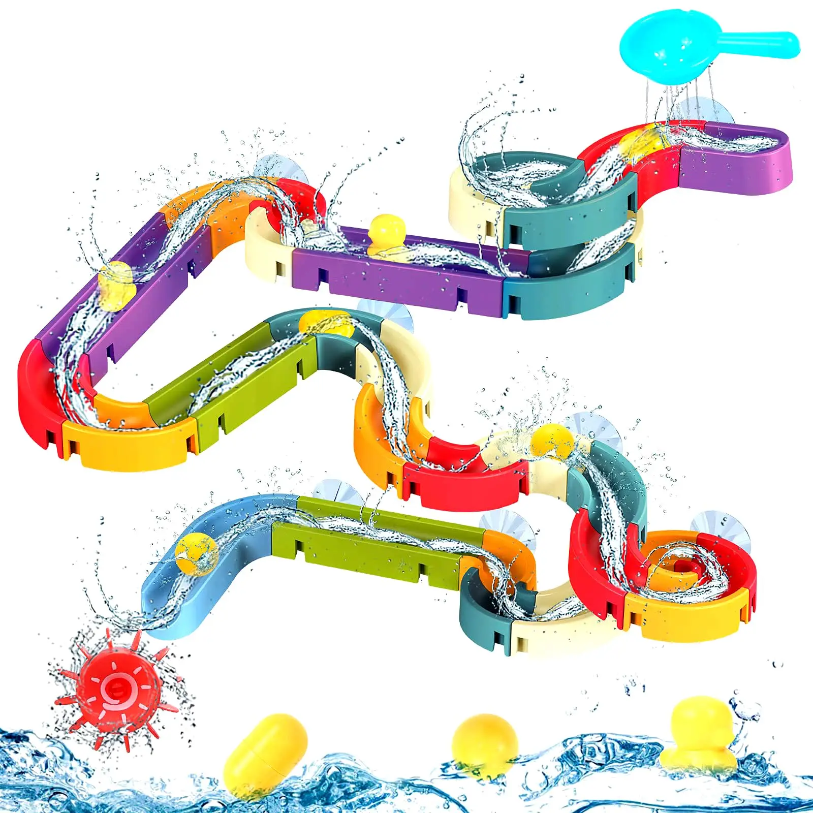 SCIONE Baby bath toys for 3-4-8 year old Multi Channel Water Playset Bath Toys Summer Outdoors Toys with Shape Builders for Boys and Girls Bathtime Bi