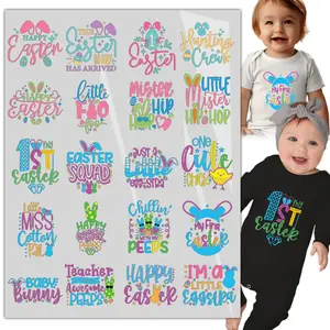 20 Sheets Baby First Easter Iron on Transfers - Cute DTF Transfer Ready to Press Onesie Decorating Kit Making Heat Patches Stickers for  Bibs DIY Crafts T-Shirt Clothing