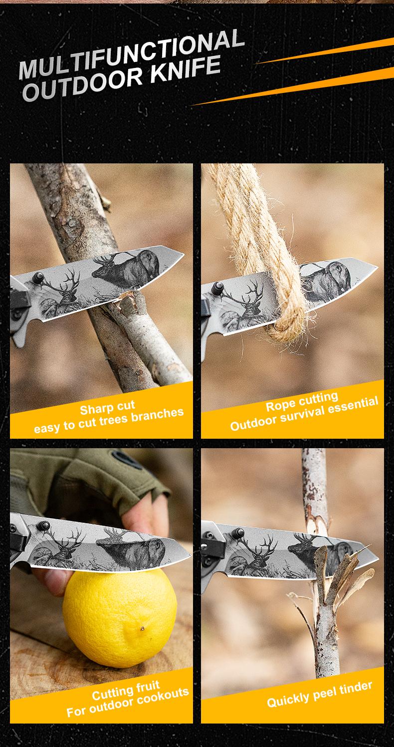 Kitchen fruit knife, pocket knife, solid wood handle, moose art blade design, a beautiful, convenient everyday small knife—great product