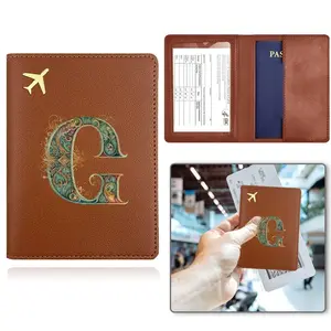 Letter Pattern PU Leather Passport Case, 1 Count Stylish Travel Wallet, Protective Sleeve, Passport Holder for Air Ticket Vaccine Card