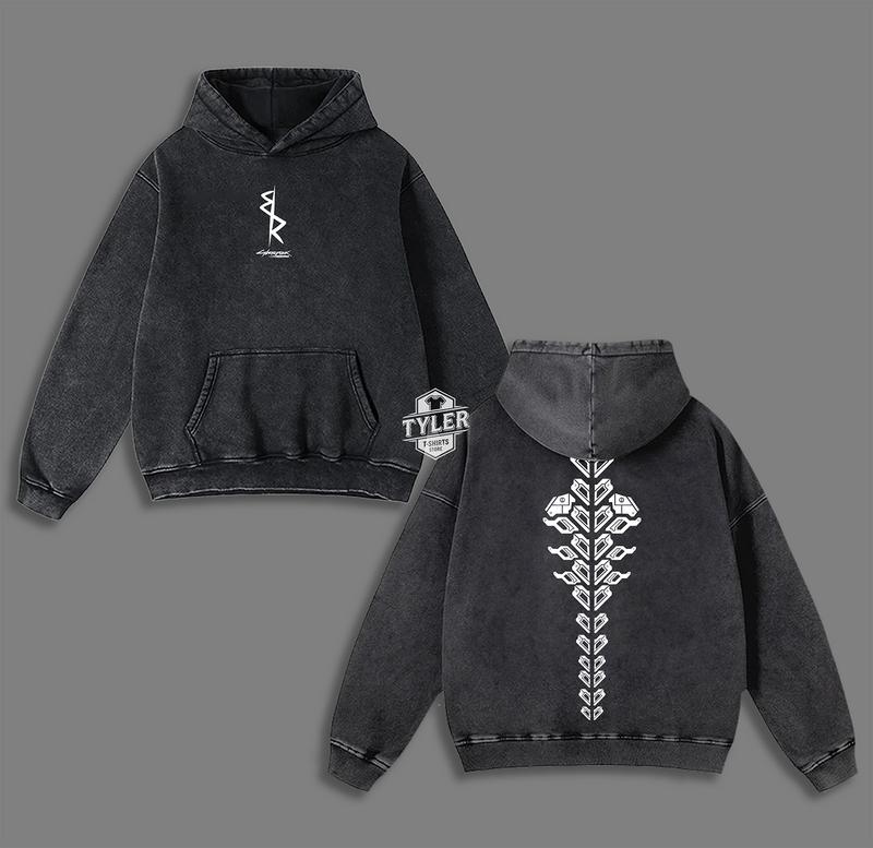 Cyberpunk Anime - Hoodie Vintage Unisex Oversize Anime Manga Washed Heavyweight Cotton Hoodie, Cyberpunk 2077 graphic tee,anime merch fan, outfits men