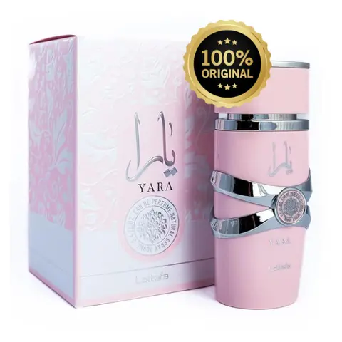 Lattafa Yara Women's Eau de Parfum Spray - 3 to 3.9 fl oz (100ml) Tropical Arabian Fragrance with Fruity, Amber Vanilla, Citrus, Powder, Wood, Floral Blend Aroma, 5-Year Long-Lasting Scent for Daytime Elegance, All Seasons Use