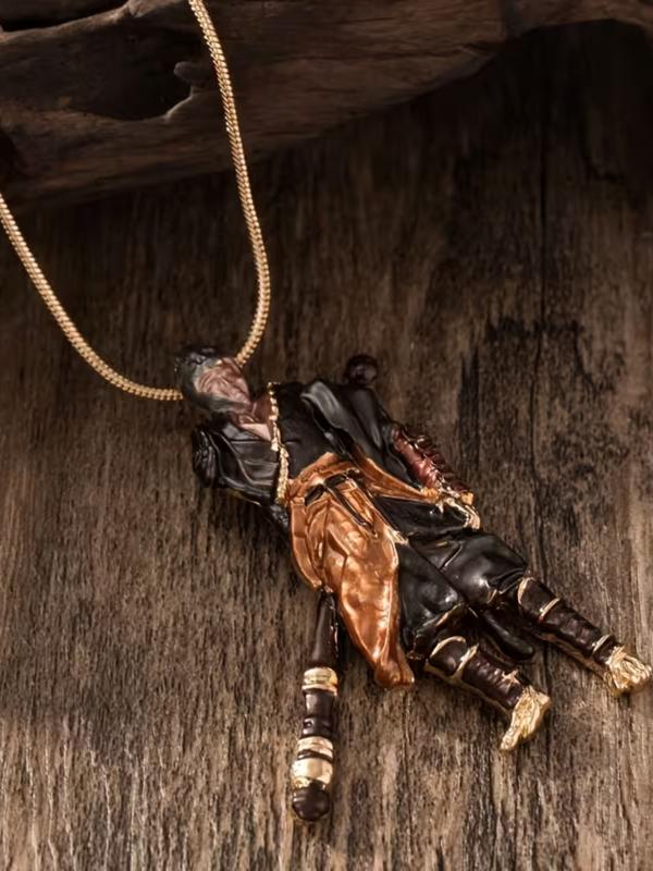 Mythical Goku Alloy Pendant Necklace, Vintage Dark Fantasy Design Snake Chain, Fashion Jewelry Gift for Valentine's Day New Year