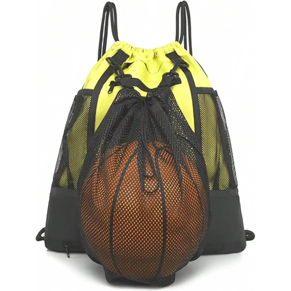 Drawstring Basketball Backpack For Boys, Foldable Soccer Backpack Gym Bag Sackpack Sports Sack With Detachable Ball Mesh Bag For Volleyball Baseball Yoga