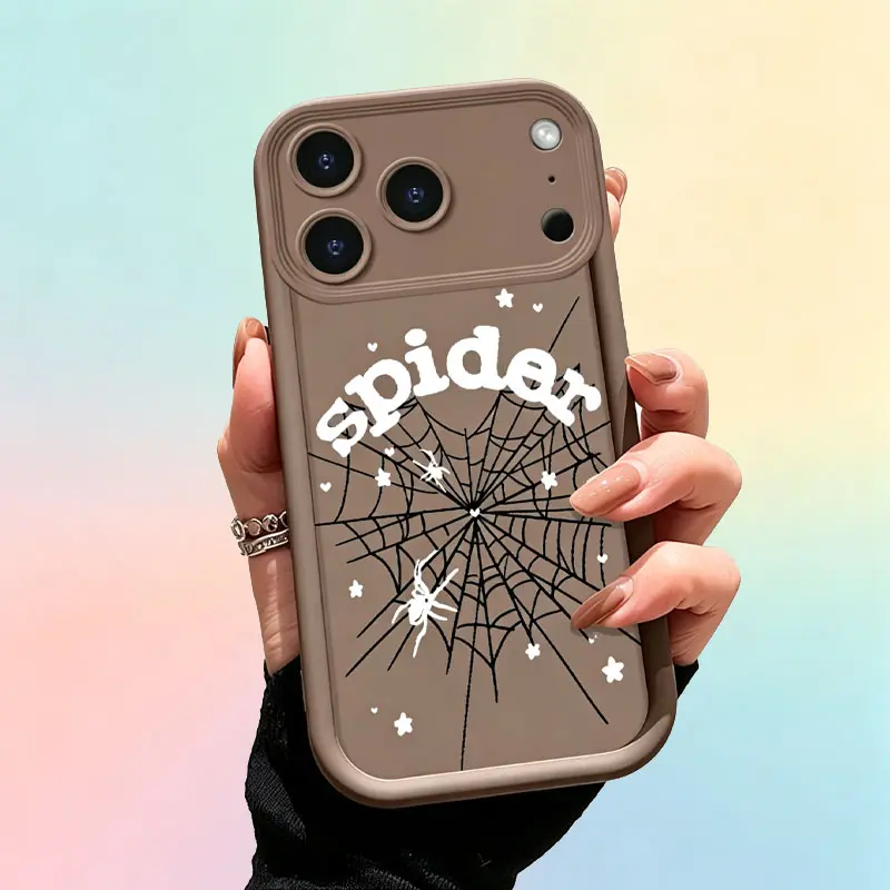 Matte Shockproof Fingerprints & Greasy Smudge Repellent Phone Case, Cute White Spider Web-Star Graphic Soft TPU Cover for iPhone 11-17E, Pro, Max, Air & Samsung Galaxy S21-S26, A13-A54, Iphone 17, Fingerprints Repellent, Multi-Model, Slim, Reinforced Corn