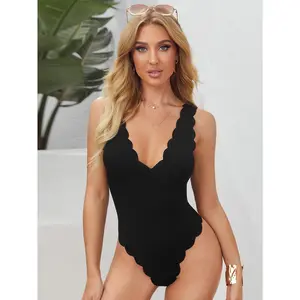 Scallop Trim Open Back Bodysuit