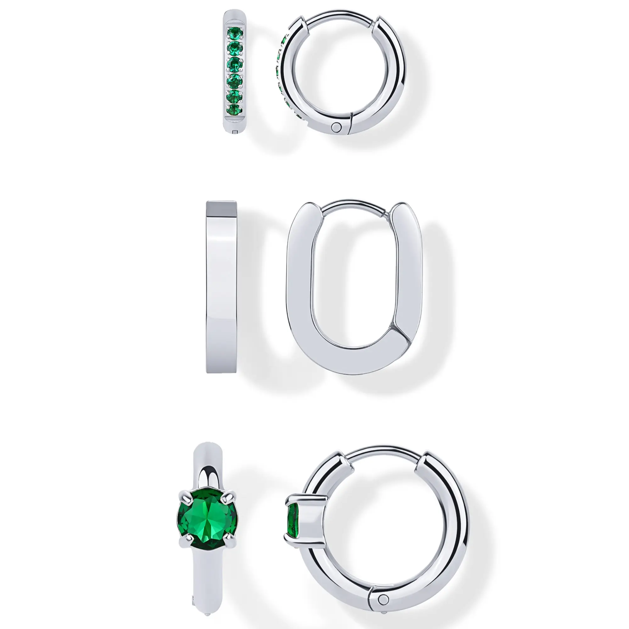 Luxe Huggie Hoop Set - White Gold