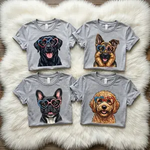 Patriotic Dog T-Shirt | 18 Breeds Available: Frenchie, Golden, Lab, German Shepherd Heart Sunglasses USA Flag Graphic Tee - 4th of July