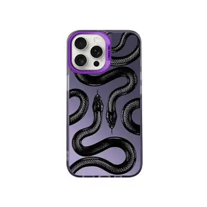 Cool Black Snake Phone Case for iPhone 17 16 15 14 13 12 11 Pro Max Plus Air Girly Horror Aesthetic Phone Case Shockproof Drop Protection Durable Protective Silicone Cover Tuff phone cases
