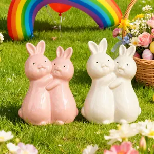 Rabbit ceramic cute home table decoration crafts ornaments, used for home decoration Easter, living room desk entrance, decoration housewarming festival party