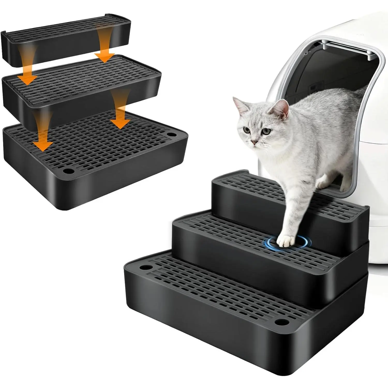 Adjustable three-step cat climbing ladder, suitable for cat litter ...