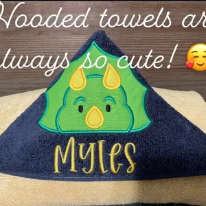 Personalized Embroidered Soft Hooded Towel/ Dinosaur peeker towel Bathroom