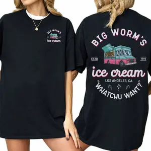 Big Worm’s Ice Cream LA T-Shirt, Retro Dessert Truck Graphic Tee, Vintage Streetwear, Soft Cotton For Men Women, Cool 90s Gift