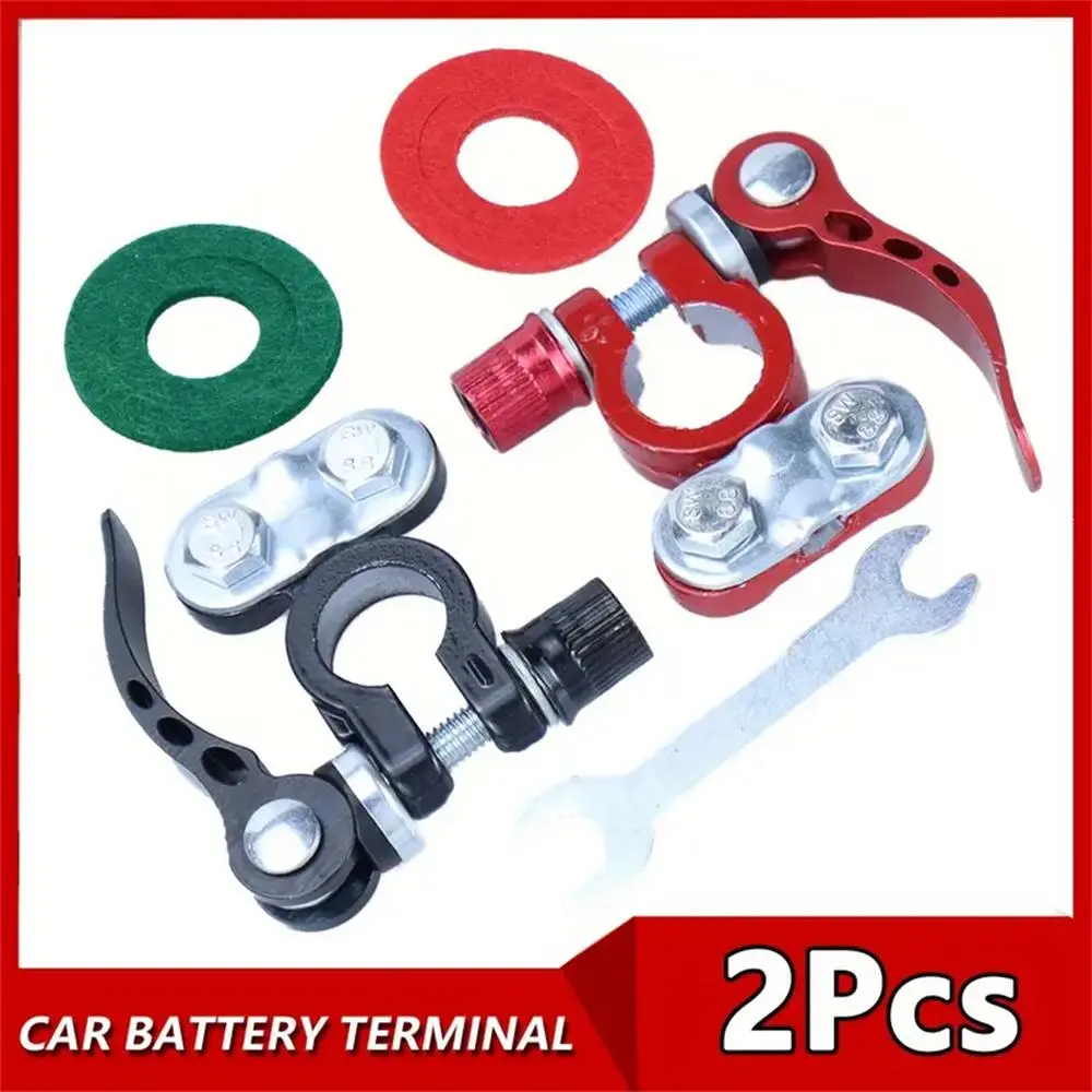 2pcs Heavy-Duty Aluminum Automotive Car Battery Terminal Clamps, Car Parts, 12V 24V Top Post Connectors, Pile Head Clamp Clip for Boat Truck, Truck Accessories, Industrial Electrical Disconnect Module, No Battery Included