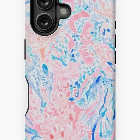 Blue and Pink Warm Water Design iPhone Case - Durable Impact-Resistant Case for iPhone 11, 12, 13, 14, 15, 16 with Glossy Finish and UV Protection