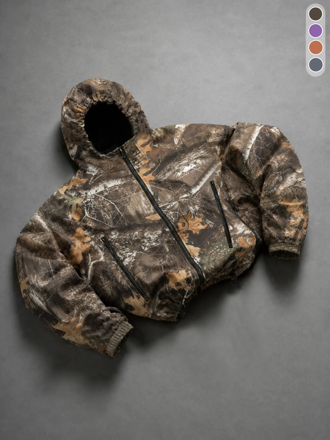 Men’s American vintage tree-pattern camouflage hooded jacket, Y2K jungle camouflage functional jacket, stylish camouflage hooded outerwear