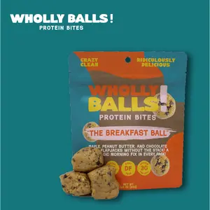 Wholly Balls! "The Breakfast Ball" Maple Peanut Butter Chocolate Chip | 18g protein | 6 balls | Plant based, Gluten Free, Grain Free Snack