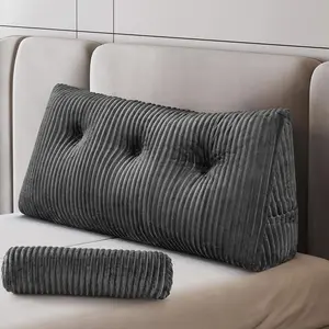 Comfort Twin Headboard Pillow w/ ONE ROLL Pillow,Ultra Soft Twin Triangular Pillow, Reading Pillow Standard Bed w/ a Roll Pillow for Bed Sitting Up Sleeping,Backrest Cushion Headboard Gap Pillow, Grey