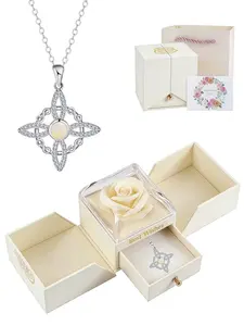 Iridescent Four Eyes • Guardian New original opal Celtic necklace, elegant and non-fading clavicle chain.Comes with a surprise double-door preserved rose jewelry gift box.Ideal gift for birthdays, Mother’s Day, Valentine’s Day and all festivals.