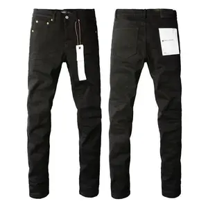 New Fashion Purple jeans man with distressed hole patches Fashion Repair Low Rise Skinny Denim pants 28-40 size Black Casual Fabric Menswear Trouser Streetwear Beige Pocket Plain 9003