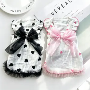 New Spring Summer Small Dog Bow Pet Dress, Cat Princess Style Thin Pet Clothes, Cute Puppy for Girls, Clothing
