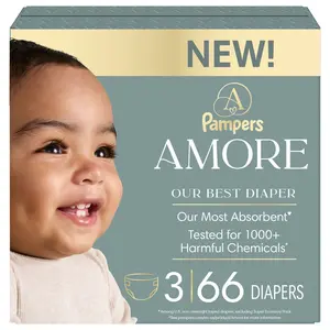 Amore by Pampers Diapers Super Pack - Size 3 - 66ct: Diaper Weight Range 13-24 Lbs