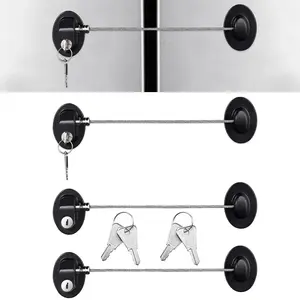 Sliding Door Lock, 4 Counts/set Punch Free Self Adhesive Door Lock, Easy Pull Door Lock for Aluminum Alloy Steel Glass Wooden Door