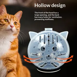 Cat Transparent Muzzle with Breathable Hood-Adjustable Kitten Astronaut Helmet Prevent from pet Biting Chewing Grooming Hoqqf, Ball Mask for Aggressive Cat