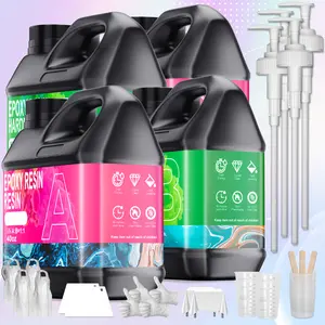 Epoxy Resin Kit 160OZ，Newly Formulated Crystal Clear Epoxy Resin，Strong, Bubble-Free, Anti-Yellowing Art Resin That，Suitable for Casting, DIY, Resin Art, Molds, Jewelry, Easy to Mix 1:1 Ratio